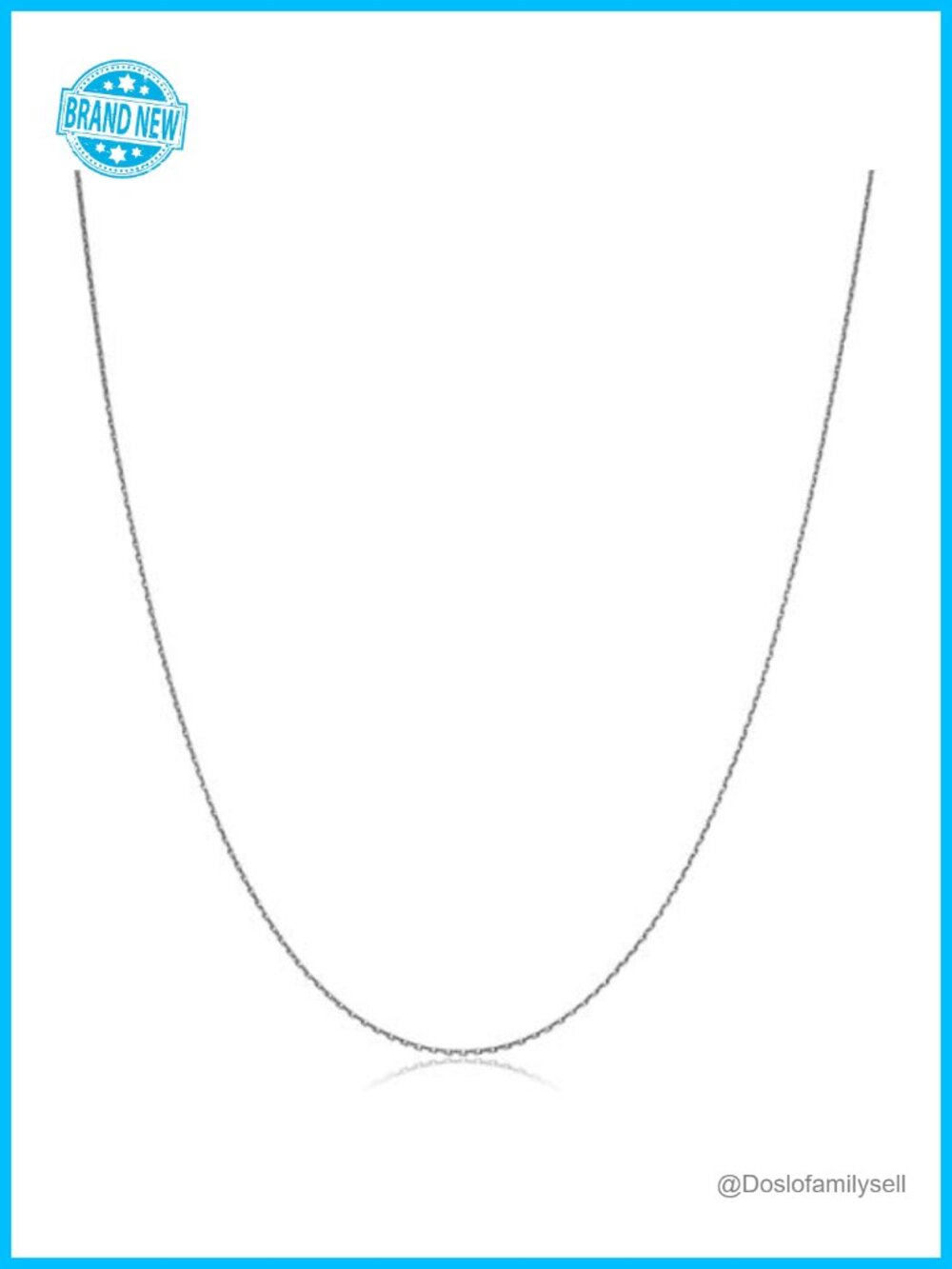 10k White Gold Cable Chain Necklace 0.6mm 20in Women's Fine Jewelry